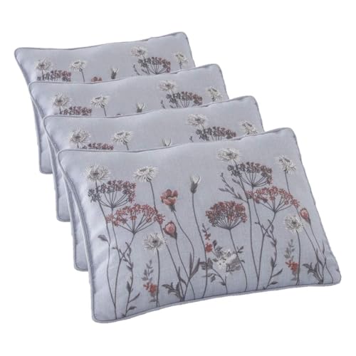 Catherine Lansfield Meadowsweet Floral Embroidered 30x40cm Cushion Grey (Pack of 4)