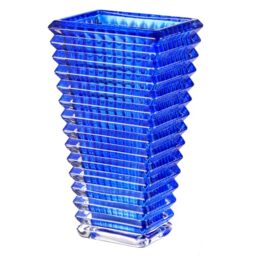 MCMCNCUIU Crystal Vases, Blue Glass Vases for Centerpieces, Large Flower Vase, Modern Vase for Living Room, Shelf, Dining Table, Birthday, Mantle, 9 Inches