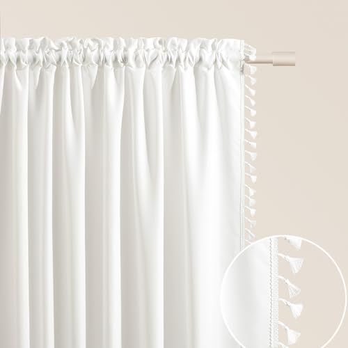 ROOM99 Lara Curtain with Ruffle Tape, 140 x 260 cm, Width x Height Sliding Curtains, Modern Curtain, Living Room, Bedroom, Ecru, 1 Piece