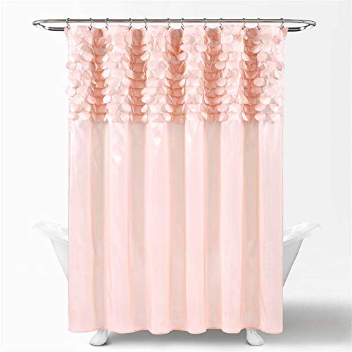 "Lush Decor, Blush Lillian Shower Curtain - Textured Shimmer Circle Design Bathroom, x 72, 72"" x 72"