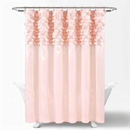 "Lush Decor, Blush Lillian Shower Curtain - Textured Shimmer Circle Design Bathroom, x 72, 72"" x 72"
