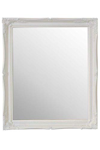 Mirror MirrorOutlet Classic French Inspired GLOSS WHITE ORNATE OVERMANTLE with Elegant Orn.