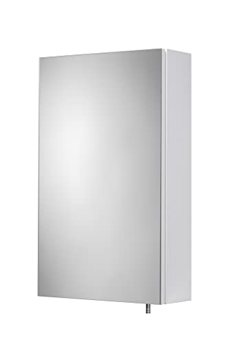 Croydex Dawley White Steel Bathroom Mirror Cabinet – East to Install Bathroom Wall Cabinet with Two Adjustable Shelves, and Fully Assembled (67x40cm)