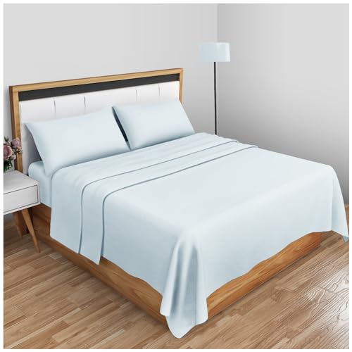 GC GAVENO CAVAILIA Super Soft Plain Dyed Diamond Flat Sheet [ Single - Sky Blue ]