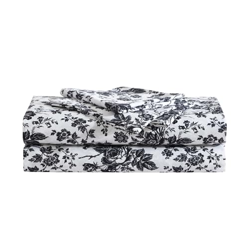 Betsey Johnson - Full Bed Sheets, Soft & Lightweight Bedding, Fade & Wrinkle Resistant (Betseys Toile Black, Full)