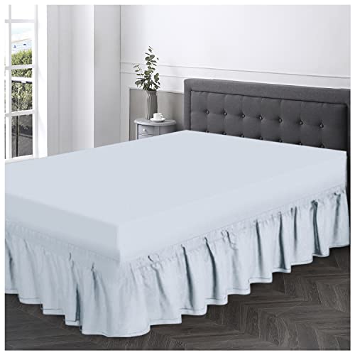 GC GAVENO CAVAILIA Plain Dyed Valance Fitted Sheets King Size, Supersoft Bed Skirts & Valances, Washable Bedding Sheet, Sky Blue, 709930