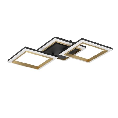 Eglo LED Ceiling Light Fitting Calliera, Step dimmable Ceiling lamp, Office and Kitchen Lighting, Metal and Plastic in Black and Brass, Neutral White, 31 x 59.5 cm