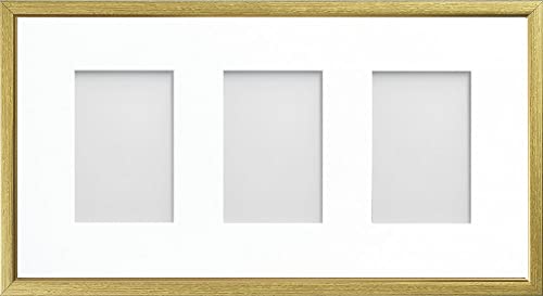 Frame Company Drayton Multi Aperture Photo Frame, Gold with Gold Inset, 20x10 for 6x4 inch (x3)