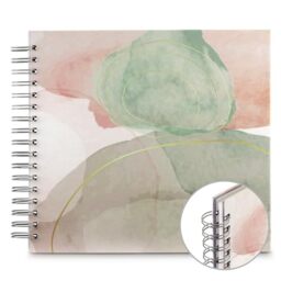 Hama Watercolor Spiral Photo Album 28 x 24 cm (100 Photos 10 x 15 cm to Stick, 50 White Pages, Scrapbooking Album DIY Photo Book to Personalise and Stick) Green