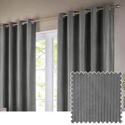 Paoletti Corinthian Velvet Eyelet Curtain Pair - Dove Grey - 168x183cm