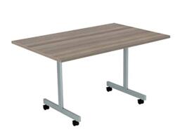 Office Hippo Office Table, Sturdy & Stylish Tilting Table Desk, Work Table For Home Office, Versatile Computer Table For Meeting Room or Boardroom, 5 Year Guarantee - Grey Oak/Silver