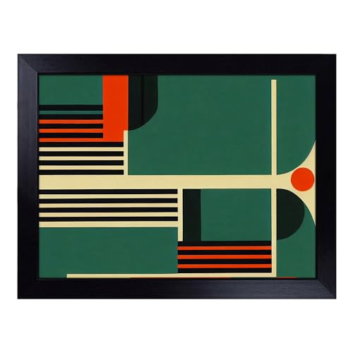 Lap Tray with Bean Bag Cushion, Classic Bauhaus Art Abstract - Handmade in the UK, Raised Wooden Edge, Padded Cushion, Heat-Resistant Wipe-Clean Surface, for Meals, Laptops and Crafts