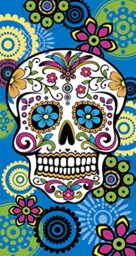 Miracle Home. Mexican Pumpkin Microfibre Towel, 100% Polyester, 75 x 145 cm, Turquoise. 11749