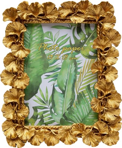 Kare Design Picture Frame Ginkgo Leaf, Gold, Photo 13x18 cm, Vertical, Modern, Decorative Home Accessories, Gift Idea, Decor for Living Room, Bedroom