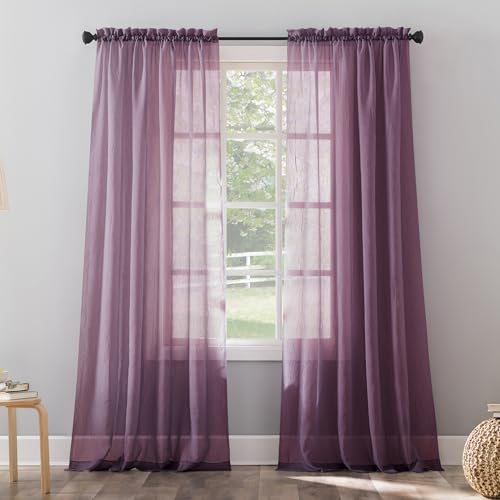 "No. 918 Rod Pocket Curtain Panel, Fabric, Purple, 51"" W x 63"" L (Pack of 1)"
