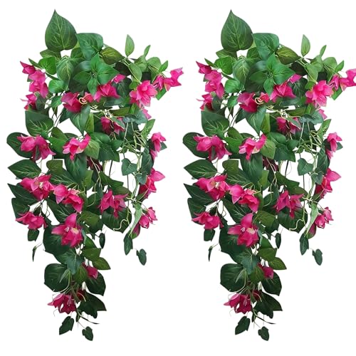 "Lily Garden Silk Bougainvillea Vine Plant Artificial Flowers Cascade 34"" x2pcs (Magenta)"