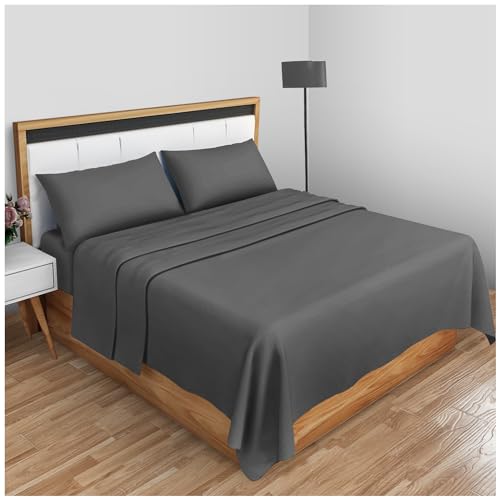 Gaveno Cavailia Super Soft Plain Dyed Diamond Flat Sheet [ Super King - Charcoal ]
