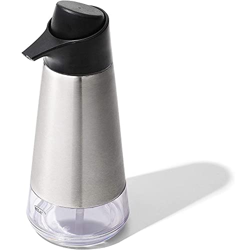 OXO Easy Press Stainless Steel Soap Dispenser - 15 oz Capacity, One-Handed Press, Fingerprint-Resistant, Ideal for Kitchen and Bath