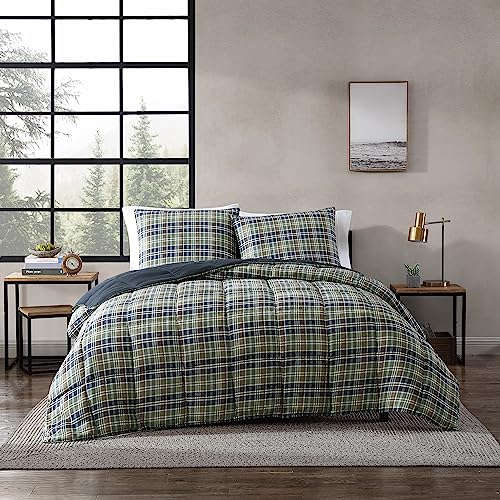 Eddie Bauer Home Comforters Reversible Alt Down Bedding with Matching Sham, Home Decor for Colder Months, Twin, Rugged Navy/Green