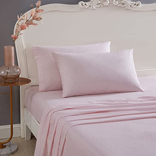 Betsey Johnson Home - Percale Collection - Sheet Set - 100% Cotton, Lightweight & Breathable, Crisp & Cool, King, Diamond Lace