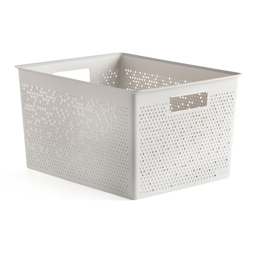 TATAY Storage Basket Bohol 20 L Optimal Ventilation Modular Storage Design - Storage Basket Household - Dimensions 30x39x21.5 cm - BPA-Free Material - Recycled Plastic Material - Stackable Design, White