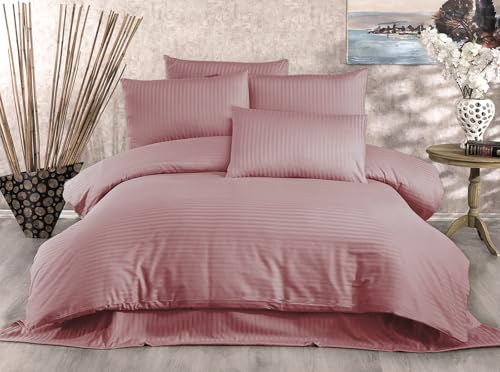 Nuit Des Rêves Double Quilt Cover Set (DE), Powder Colour, 200 x 200 cm Duvet & 2 x 80 x 80 cm Pillowcases - 80% Cotton, 20% Polyester, 229 Thread Count - Machine Washable