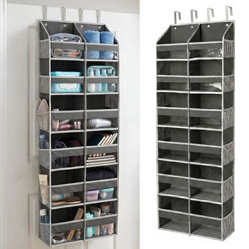 HOMELUX THEORY Heavy Duty Over the Door Organizer - Extra Wide Closet Organizers And Storage, Hanging Storage Door for Bedroom & Baby Nursery, 1PC Dark Gray