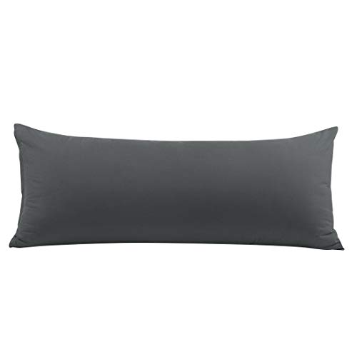 "PiccoCasa Body Pillow Pillowcase Grey Pillowcase, Brushed Microfiber Body Pillow Cover, Wrinkle, Fade, Stain Resistant, Soft Long Pillow Cases for Body Pillows 20""x72"""