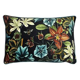 Evans Lichfield Midnight Garden Aquilegia Cushion Cover, Teal, 40 x 60cm