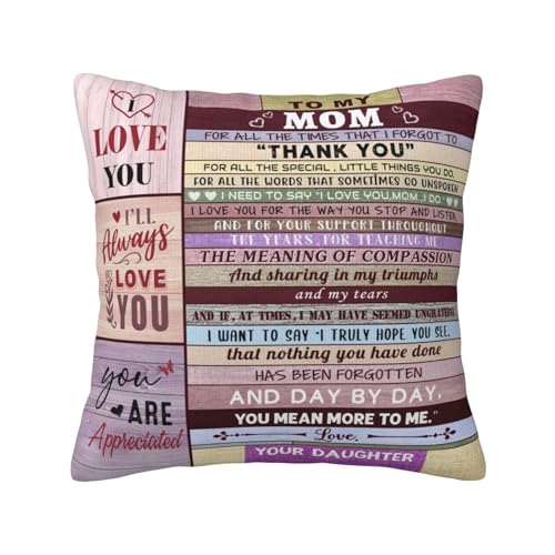 "dengtian Mothers Day Mom Gifts, Birthday Gifts for Mom from Daughter, Happy Birthday Moms Gift from Daughters, Mother Birthday Gift, Present for Elderly Moms Throw Pillow Cover 18""x 18"""