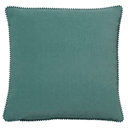 furn. Cosmo Cushion Cover – Soft Velvet Pom Pom Trim Decorative Case (Blue – 45x45cm)