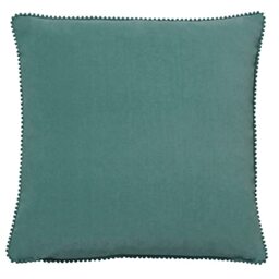 furn. Cosmo Cushion Cover – Soft Velvet Pom Pom Trim Decorative Case (Blue – 45x45cm)