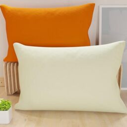 PETTI Artigiani Italiani - Pair of Pillow Cases 60 x 40 cm in Microfibre, Pillows for Bedroom Furniture, Sofa, Set of 2 Cushion Covers, Reversible Pillowcase Orange Cream