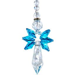 Rainbow Guardian Angel Crystal Suncatcher as Home/Car Decoration & Porch Decor & Hangings Crystal Glass Ornament for Mom Women (Blue)
