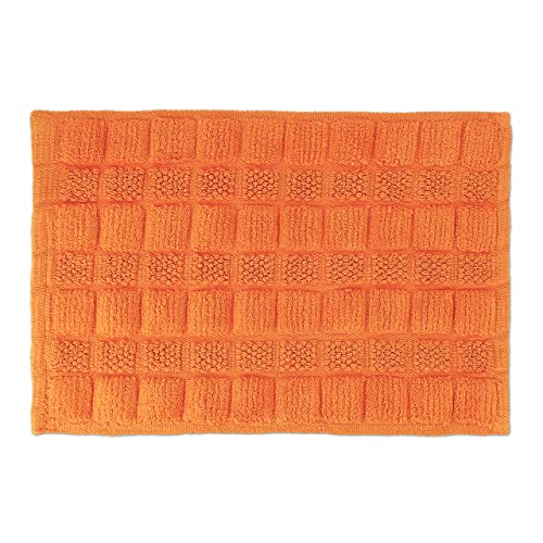 Relaxdays Bath Mat Cotton, 60 x 40 cm, Non-Slip, Washable, Bath Mat, Rectangular, Orange