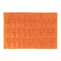 Relaxdays Bath Mat Cotton, 60 x 40 cm, Non-Slip, Washable, Bath Mat, Rectangular, Orange