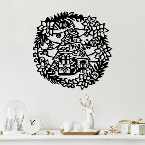 Stylish Black Decorative Metal Wall Accessory, 42 x 42 cm, 100% Metal, 1.5 mm Thickness, Perfect for Modern Home Decor & Unique Wall Art
