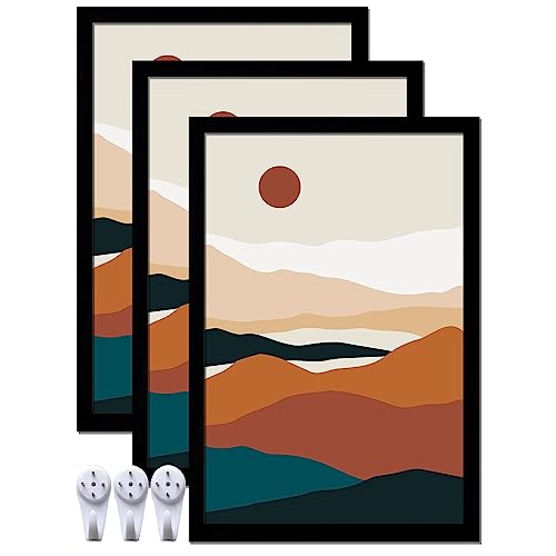 ijuerybai Black 8x12 Picture Frame Set of 3, High Transparent Frame for 8 By 12 Photo Collage Canvas Poster Size Wall Mount and Tabletop Horizontally Vertically (Black, 8 x 12 inches)