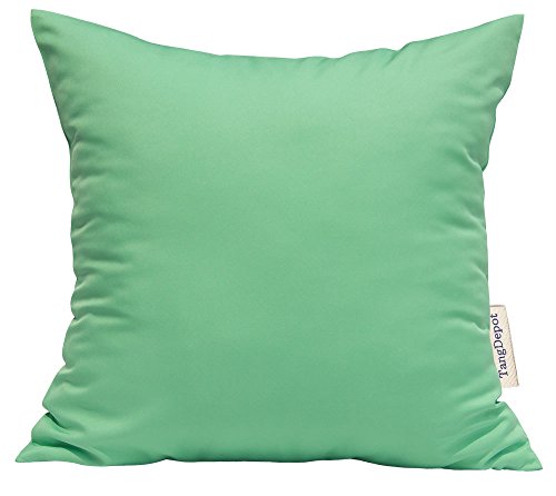 "TangDepot Durable Faux Silk Solid Pillow Shams, Square Decorative Pillow Covers, Throw Pillow Covers, Indoor/Outdoor Cushion Covers Pillows Shells - (14""x14"", Baby Green)"