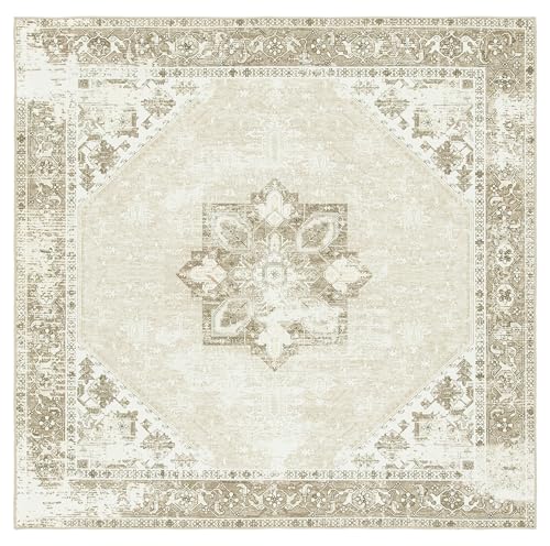 Safavieh Traditional Rug Optimal for High Traffic Areas, Machine Washable and Slip Resistant, Tucson Collection, Short Pile, in Sage and Ivory, 160 X 230 cm