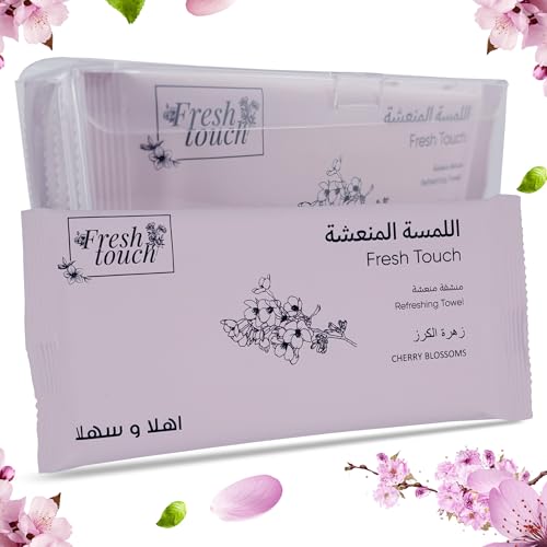 G4GADGET Luxury Disposable Refreshing Towel Wipes 6 Pack - Cherry Blossom Scent - 25cm x 25cm Towels for Hands & Face - Hot & Cold Use - Ideal for Travel, Restaurants, Hotels, & Takeaways
