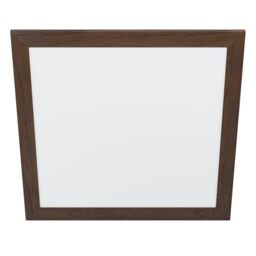 Eglo Flush Ceiling Light Piglionasso, LED Panel with Decorative Wooden Dark Brown Frame, Square Kitchen, Office and Hallway lamp, Neutral White Lighting, 25.4 inches