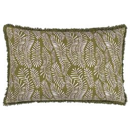 Furn. Hoem Frond Reversible 100% Cotton Cushion with Feather Filling – Olive (40 x 60cm)