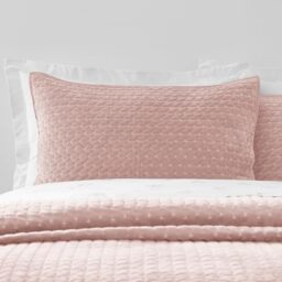 Bianca Attica Velvet Embroidered Pillow sham Pair Pink