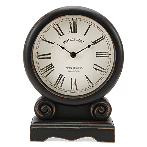 NIKKY HOME Mantle Clocks, Retro Desk Clock Silent-Non-Ticking Battery OperatedWooden Mantel Clock for Living Room, Bedroom, Shelf Decoration, Fireplace, Farmhouse Decor