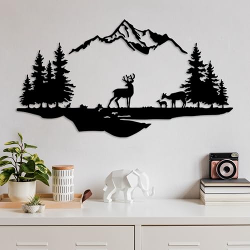 Stylish Black Decorative Metal Wall Accessory, 38 x 11 cm & 70 x 38 cm, 100% Metal, 1.5 mm Thick, Easy Wall Mounting, Perfect for Home Decor