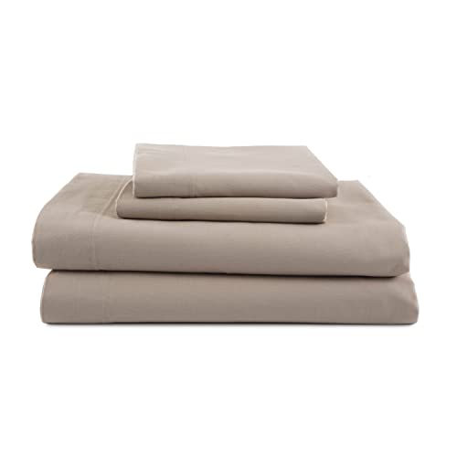 MARTEX 225 Thread Count Cotton Rich 4 Piece Queen Bed Sheet Set - Queen Sheet Set - 1 Fitted Sheet, 1 Flat Sheet, 2 Pillowcase - Hotel Quality - Super Soft - Beige Sheet Set (Queen, Beige)