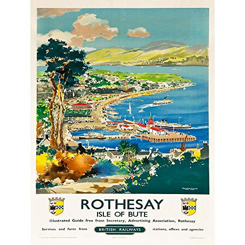 Wee Blue Coo Travel Rothesay Isle Of Bute British Railways Harbour River Art Print Poster Wall Decor 12X16 Inch