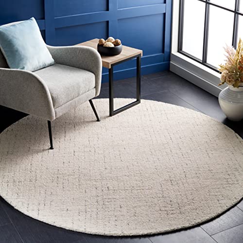 Safavieh Contemporary Rug for Living Room, Dining Room, Bedroom - Abstract Collection, Short Pile, in Ivory and Light Grey, 122 X 122 cm