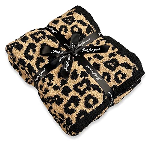 GY Fluffy Leopard Knitted Throw Blanket for Couch Lightweight Soft Plush Fluffy Warm Cozy -50x60inch,Perfect for Bed, Sofa,Leopard